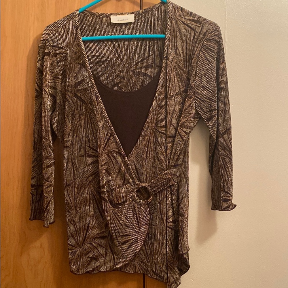 Dressbarn Black and Gold Textured Cardigan